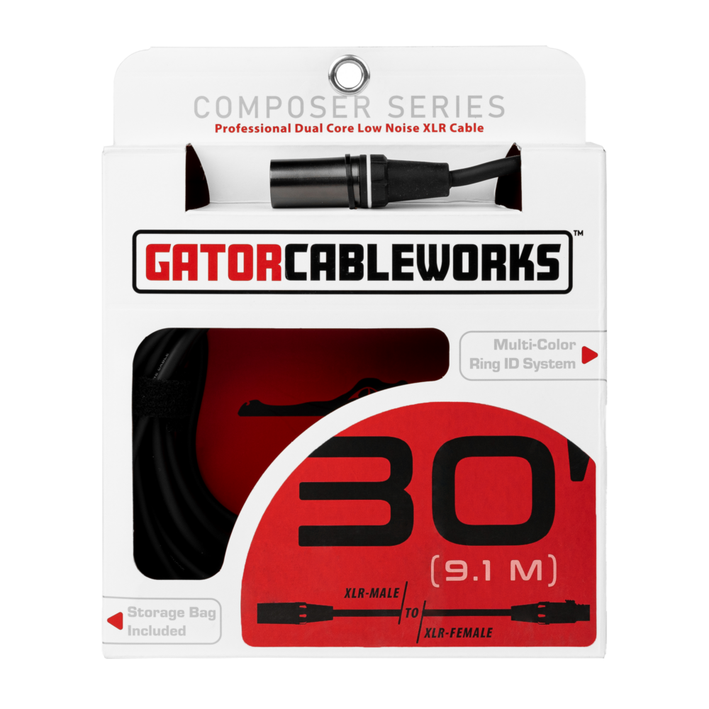 30 Foot XLR Microphone Cable - GCWC-XLR-30 - Gator Cases