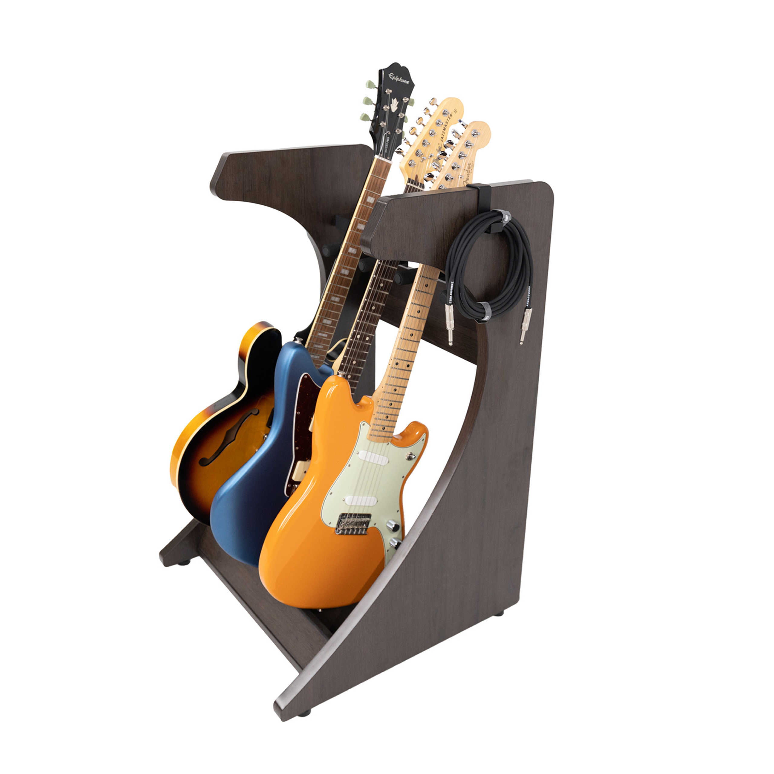Elite Three Electric/Acoustic Guitar Rack – Brown-GFW-ELITEGTR3RK-BRN
