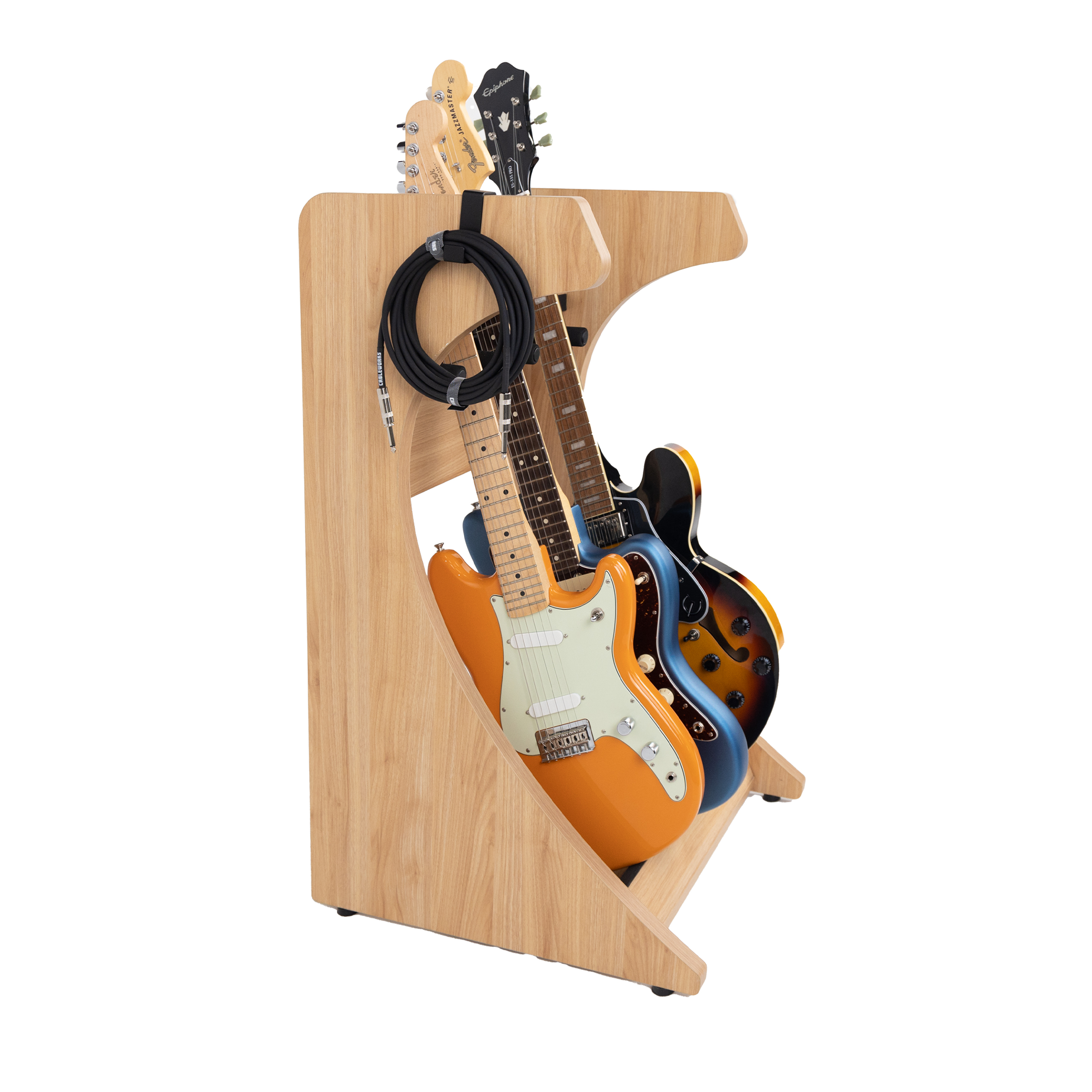 Elite Three Electric/Acoustic Guitar Rack – Maple-GFW-ELITEGTR3RK-MPL