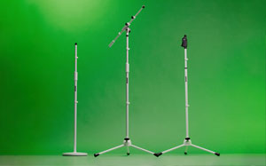 Gator Brightens Its Shure-Licensed Stage and Studio Series with White Mic Stands